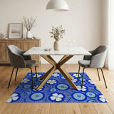 Radiant Blue Daisy Sunburst Area Rug