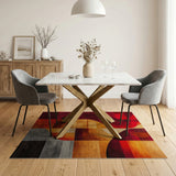 Abstract Geometric Red Orange Area Rug