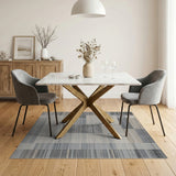Beige and Neutral Modern Geometric Grey Block Area Rug