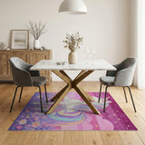 Magical Unicorn Kids Area Rug with Stars Flowers