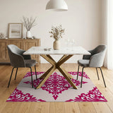 Pink Damask Medallion Floral Area Rug