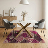 Pink Gold Scalloped Fan Area Rug