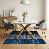 Navy Blue Grey Vertical Striped Area Rug