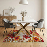 Vibrant Hibiscus Floral Coastal Area Rug