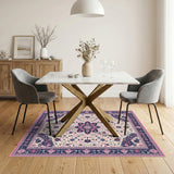 Pink Persian Floral Medallion Traditional Persian Area Rug