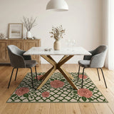 Coral Rose Trellis Area Rug