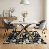 Grey Woven Basket Weave Area Rug