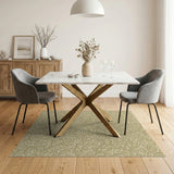 Elegant Beige Gold Vine Floral Area Rug