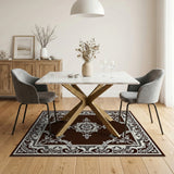Ornate Brown Persian Medallion Area Rug