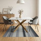 Black White Horizontal Striped Black and White Area Rug