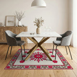 Red Ornate Red Floral Medallion Persian Rug