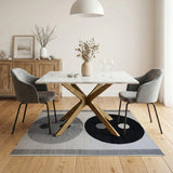 Black White Geometric Circles Modern Area Rug