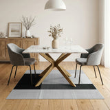 Dotted Black White Geometric Area Rug