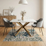 Teal Leaf Floral Botanical Area Rug