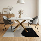 Abstract Beige Black Wave Area Rug