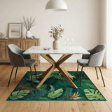 Lush Tropical Monstera Leaf Green Area Rug