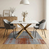 Distressed Grey and Orange Abstract Area Rug