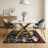 Enchanted Red Mushroom Wildflower Area Rug