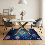 Vibrant Cosmic Planets Space Area Rug