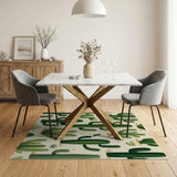 Lush Green Cactus Desert Area Rug