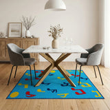 Playful Music Notes Area Rug in Vibrant Blue