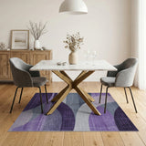 Modern Purple Wavy Geometric Area Rug