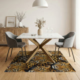Bold Leopard Faces Pattern Area Rug