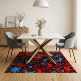 Explosive Red Blue Abstract Area Rug