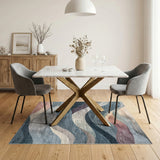 Abstract Blue Teal Wave Abstract Area Rug