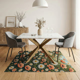 Coral Poppy and Daisy Wildflower Meadow Rug
