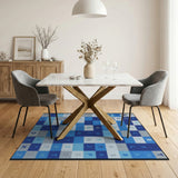 Blue and Teal Blue Alphabet ABC Kids Learning Rug