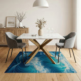 Majestic Ocean Waves Blue Teal Area Rug