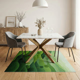 Lush Green Layered Hills Mountains Rug