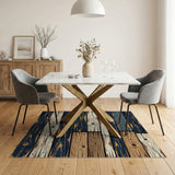 Distressed Navy Wood Plank Patchwork Rug