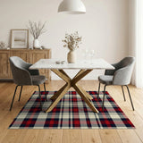 Red Navy Cream Plaid Area Rug