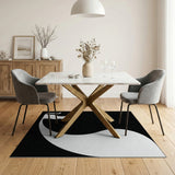 Curious Cat Silhouette Black White Area Rug
