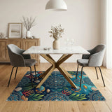 Teal Mandala Underwater Sea Life Area Rug