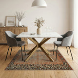Orange Leopard Border Distressed Vintage Area Rug