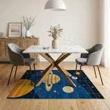 Kids Space Planets Stars Cartoon Area Rug
