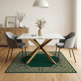 Ornate Emerald Green Border Area Rug