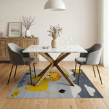 Cute Yellow Lion Night Sky Kids Area Rug