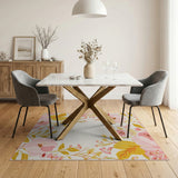 Vintage Blush Peony Floral Area Rug