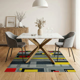 Geometric City Street Scene Area Rug