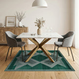 Emerald Green Geometric Diamond Area Rug