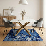 Blue White Peony Landscape Area Rug