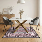 Pink Leopard Print Vintage Border Area Rug