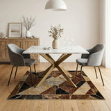ODIKA Washable Geometric Marble Area Rug - Low Pile Non-Slip Indoor Carpet