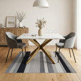 Black and White Modern Black Grey White Striped Area Rug