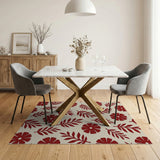 Vintage Red Floral Fern Area Rug