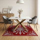 Red Red Snowflake Ornate Area Rug